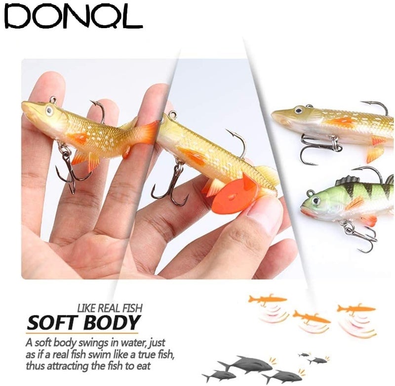 DONQL Soft Fishing Lures Kit, Fishing Soft Bait Fishing Lures Baits Tackle Set for Freshwater Trout Bass Salmon-Include Vivid Spinner Baits, Artificial Silicone Bass Bait with Box (10PCS) - Image 3